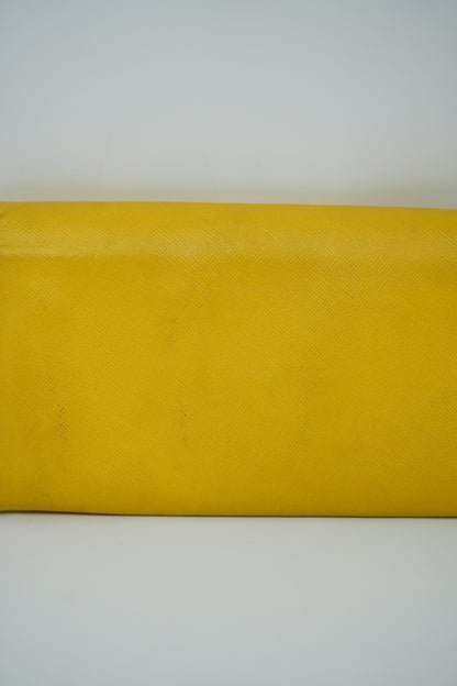 Prada Calfskin Wallet On Chain Yellow