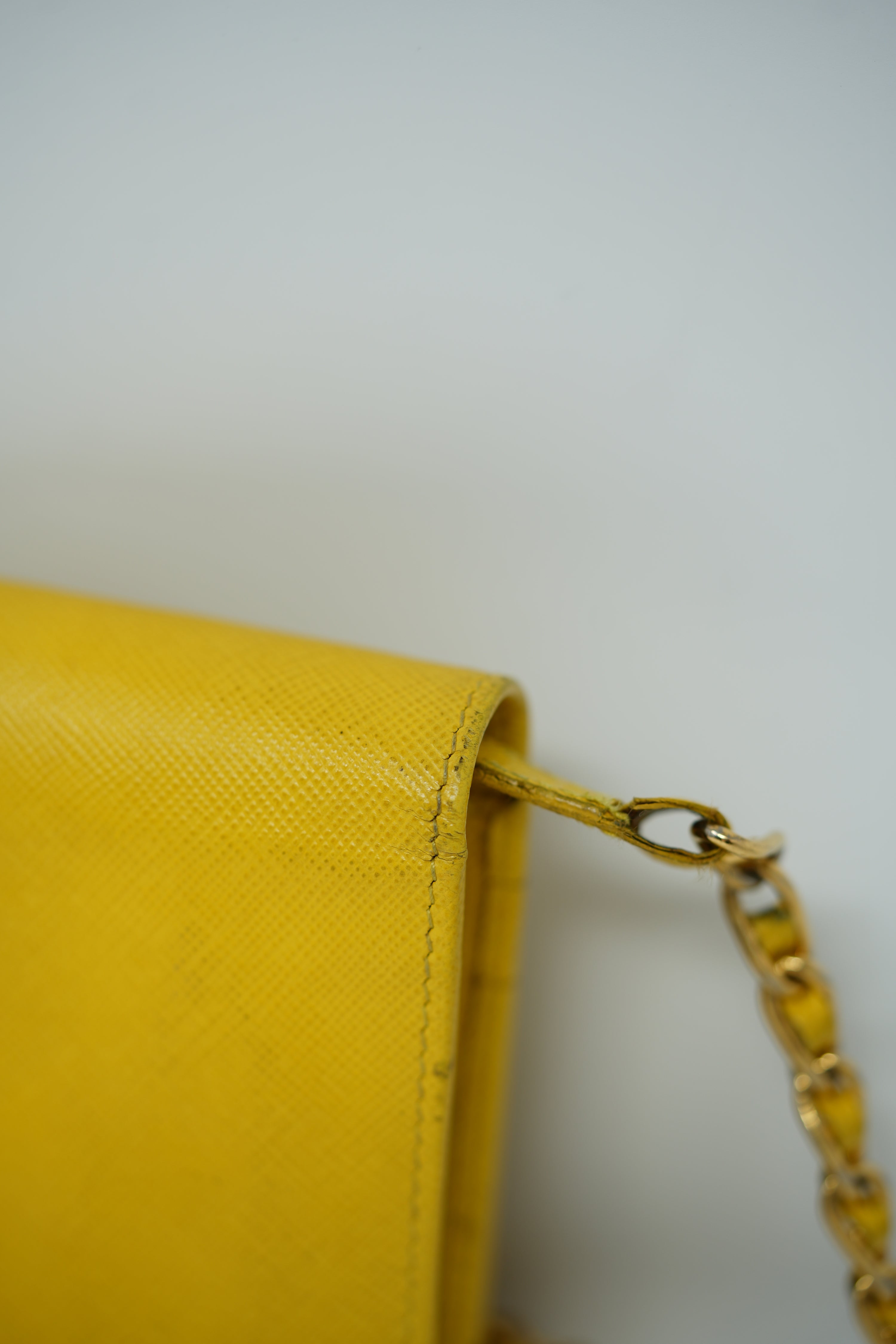 Prada Calfskin Wallet On Chain Yellow