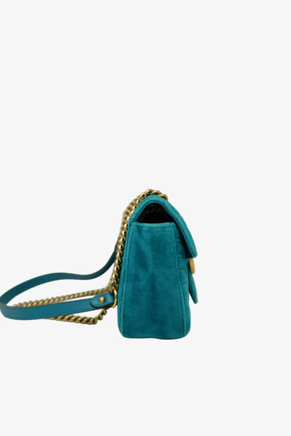 Gucci Blue Velvet GG Marmont Medium shoulder bag