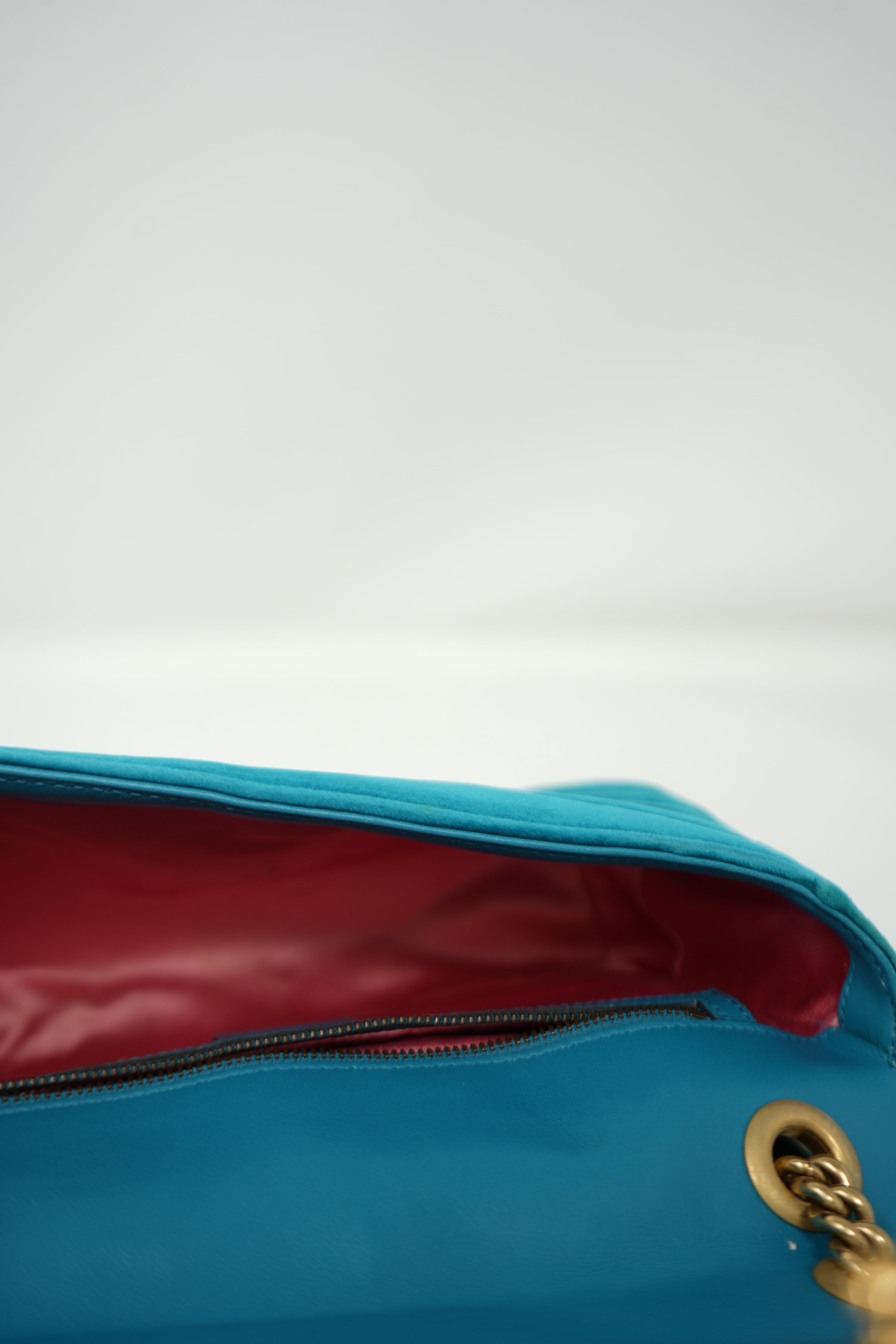 Gucci Blue Velvet Medium GG Marmont Shoulder Bag
