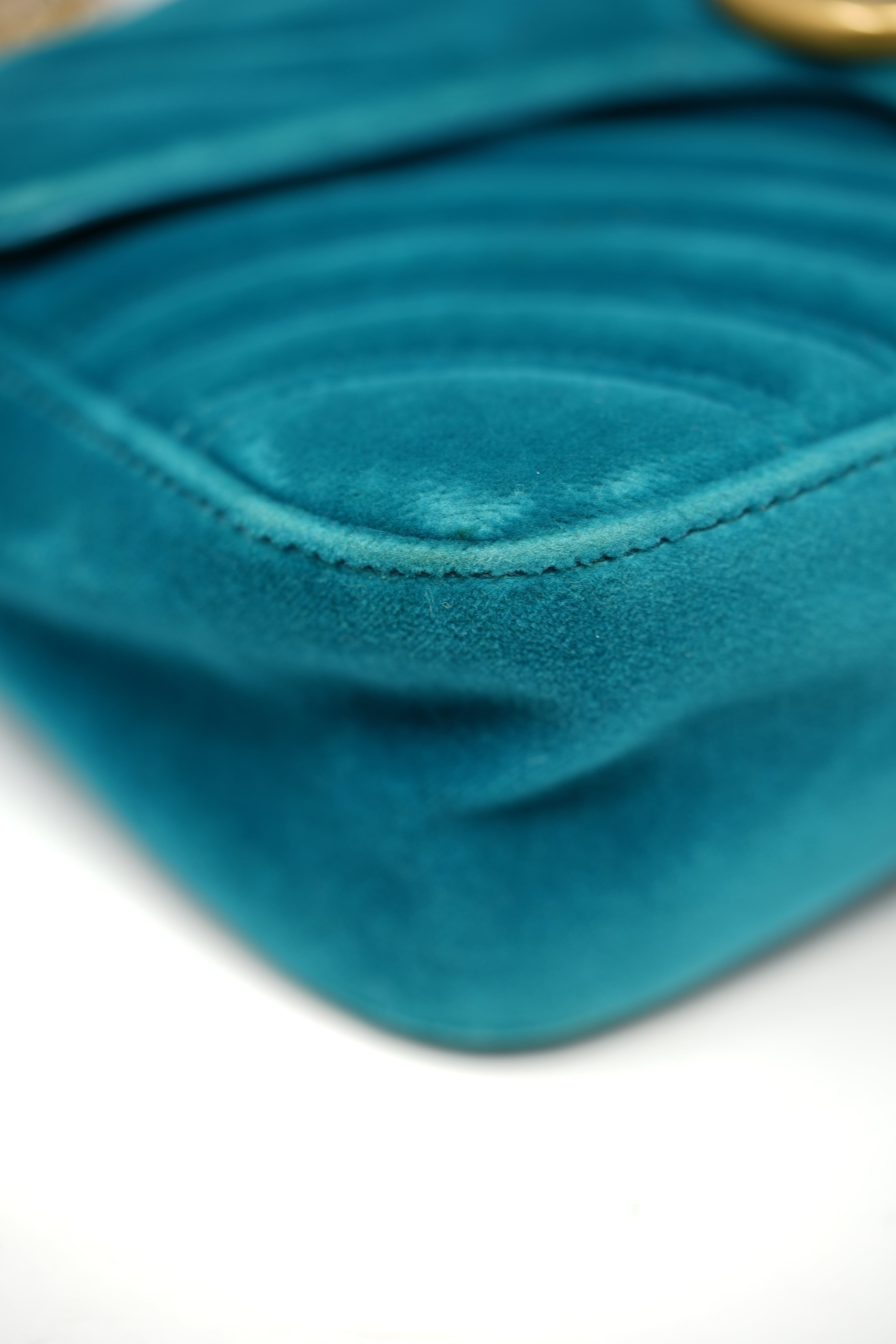 Gucci Blue Velvet Medium GG Marmont Shoulder Bag