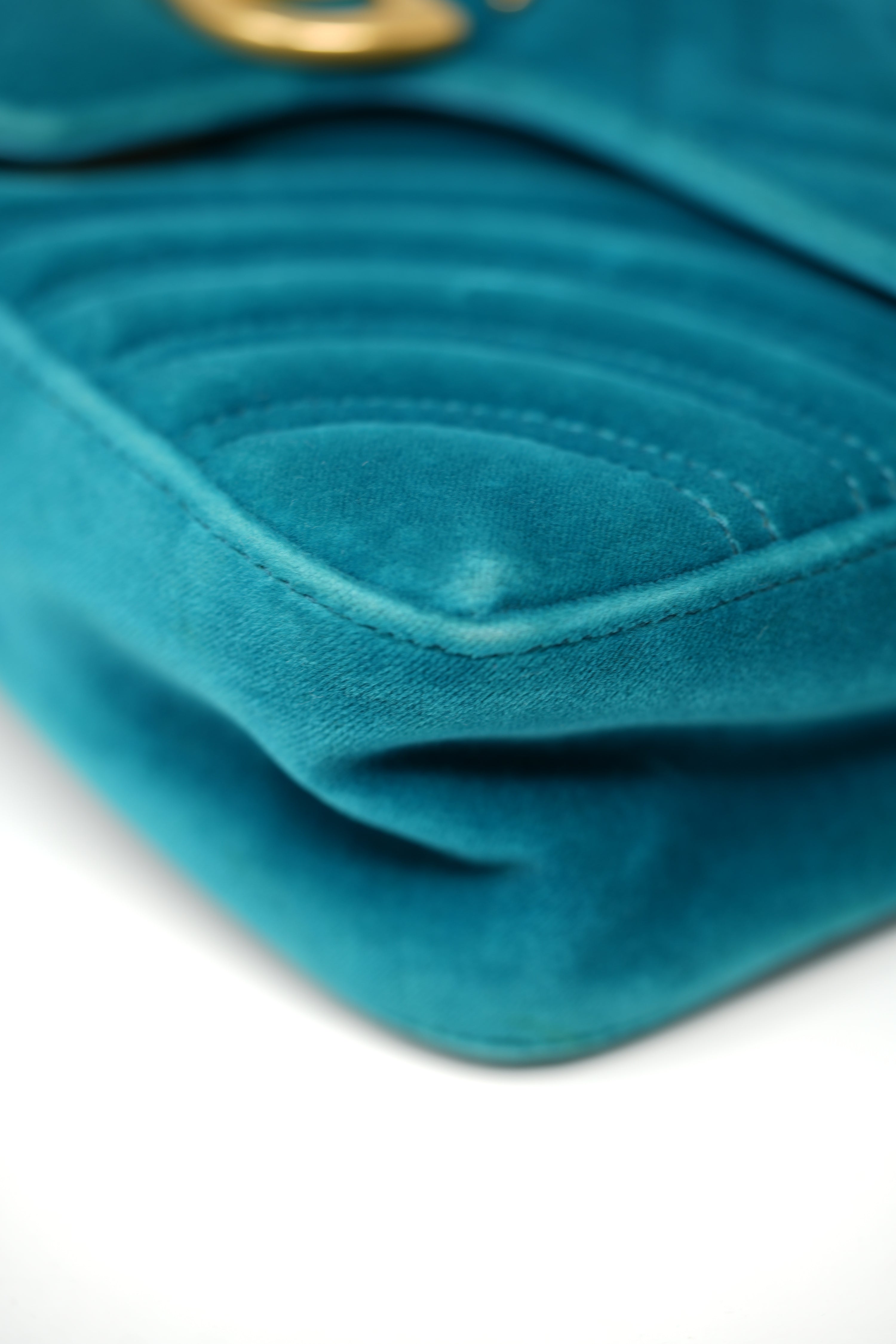 Gucci Blue Velvet GG Marmont Medium shoulder bag