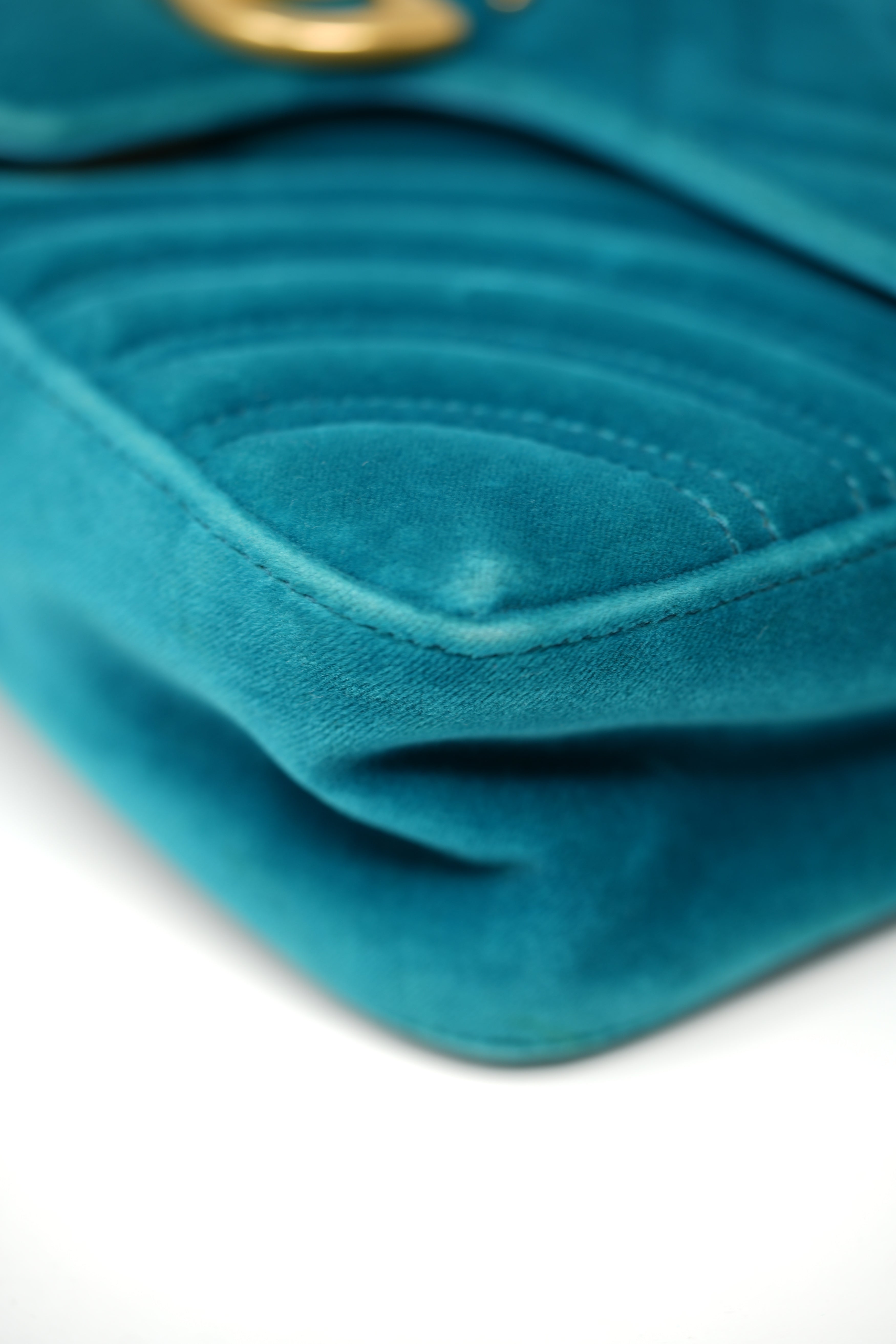 Gucci Blue Velvet Medium GG Marmont Shoulder Bag