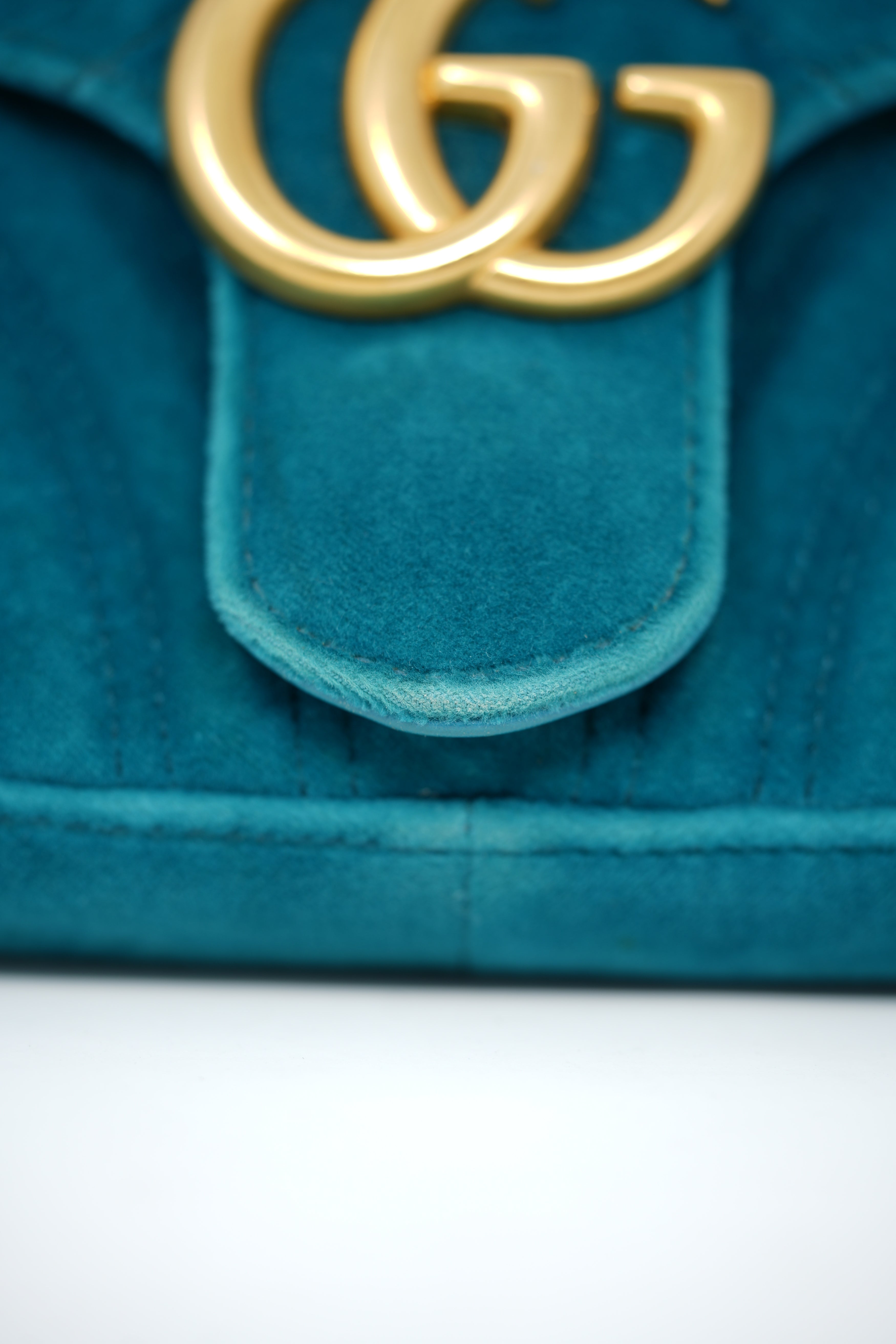 Gucci Blue Velvet Medium GG Marmont Shoulder Bag