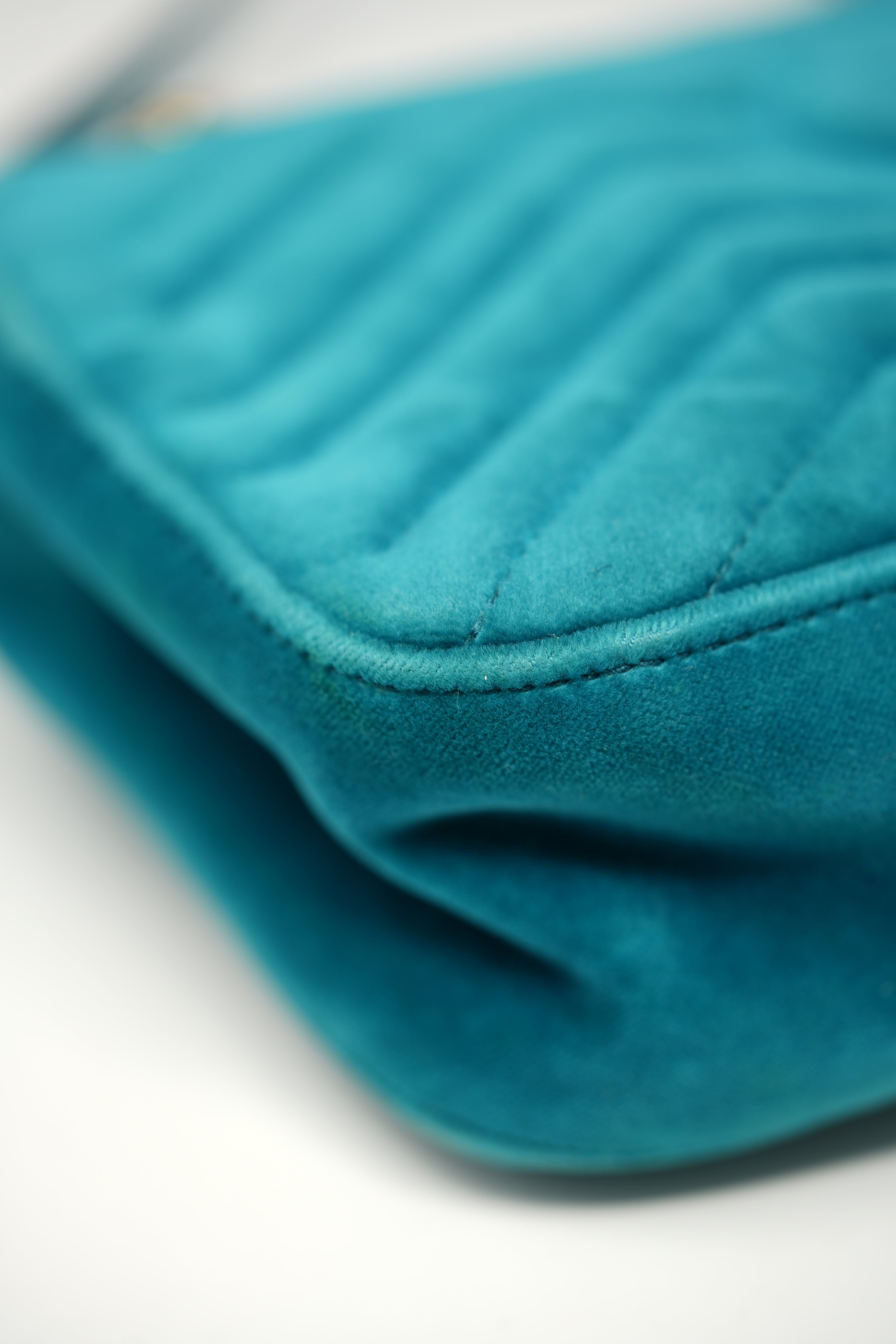 Gucci Blue Velvet Medium GG Marmont Shoulder Bag