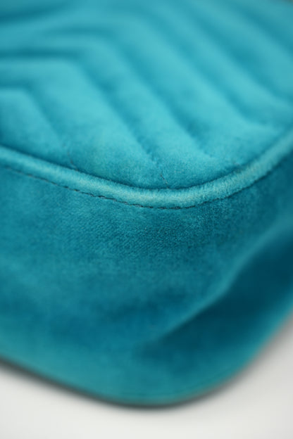 Gucci Blue Velvet GG Marmont Medium shoulder bag