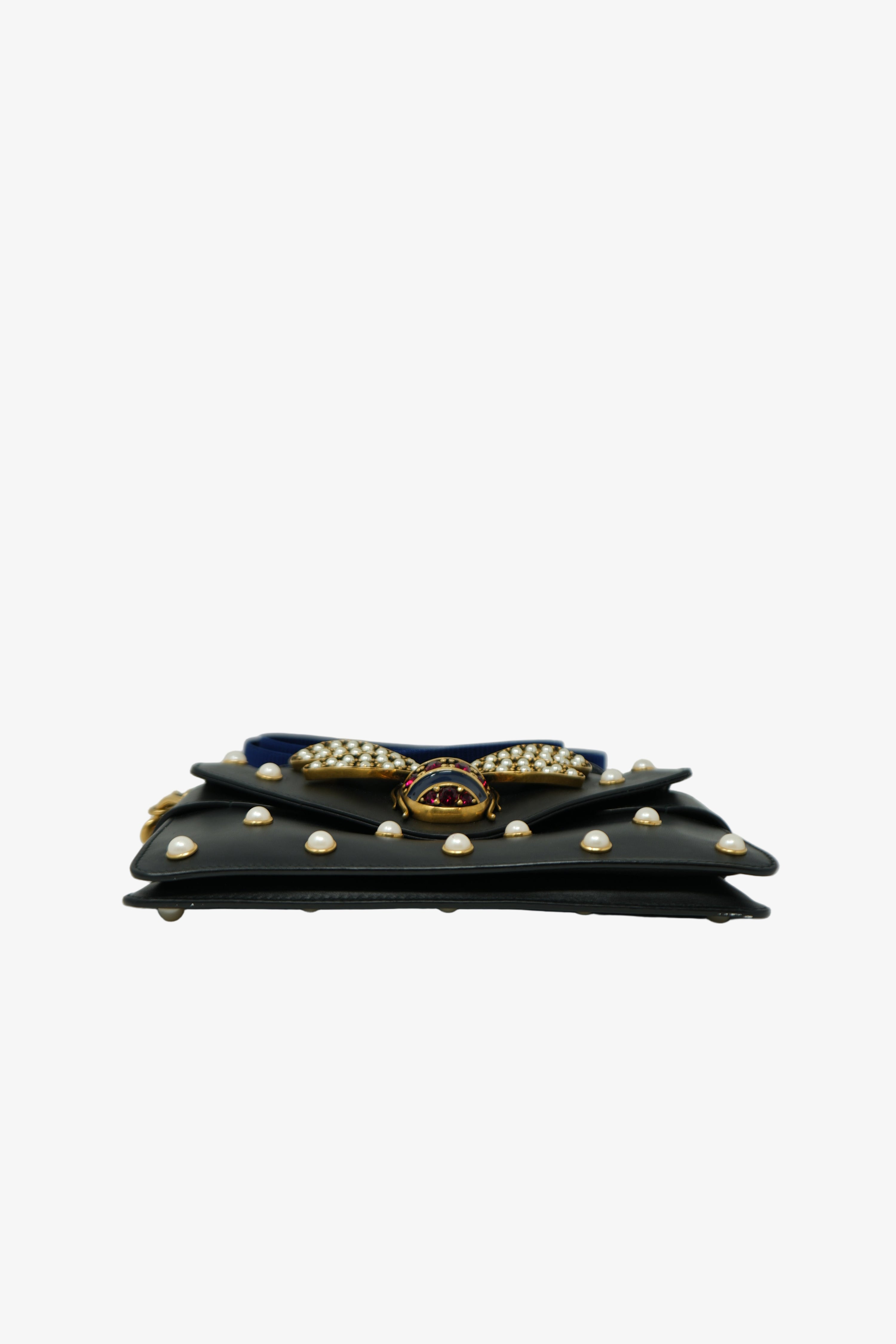 Gucci Nappa Pearl Studded Mini Queen Margaret Broadway Handbag