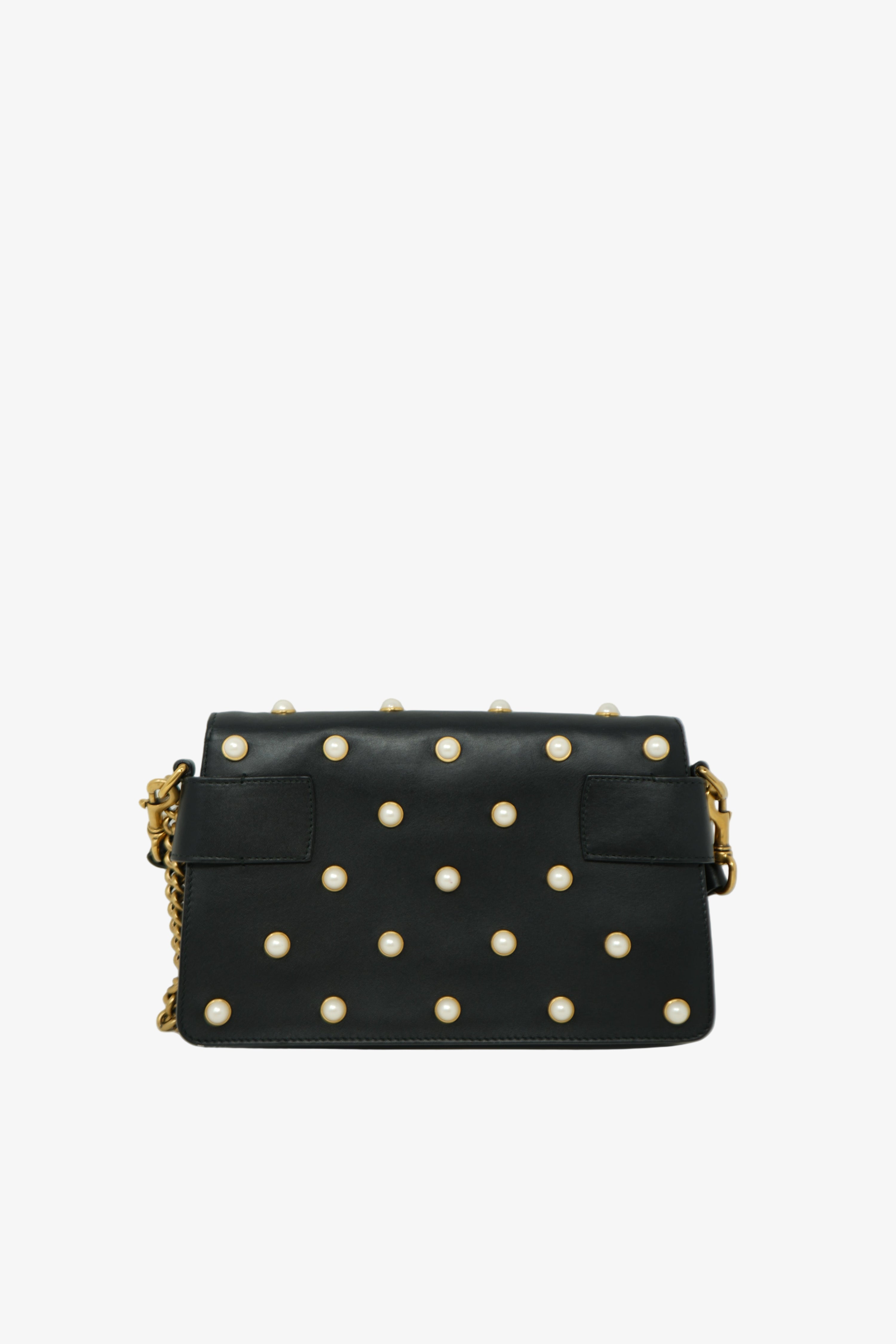 Gucci Nappa Pearl Studded Mini Queen Margaret Broadway Handbag