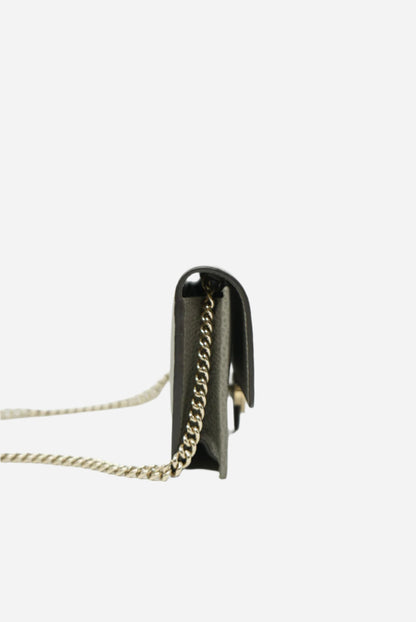 Gucci Grey Leather GG Wallet On Chain