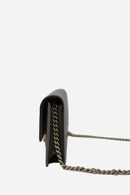 Gucci Grey Leather GG Wallet On Chain