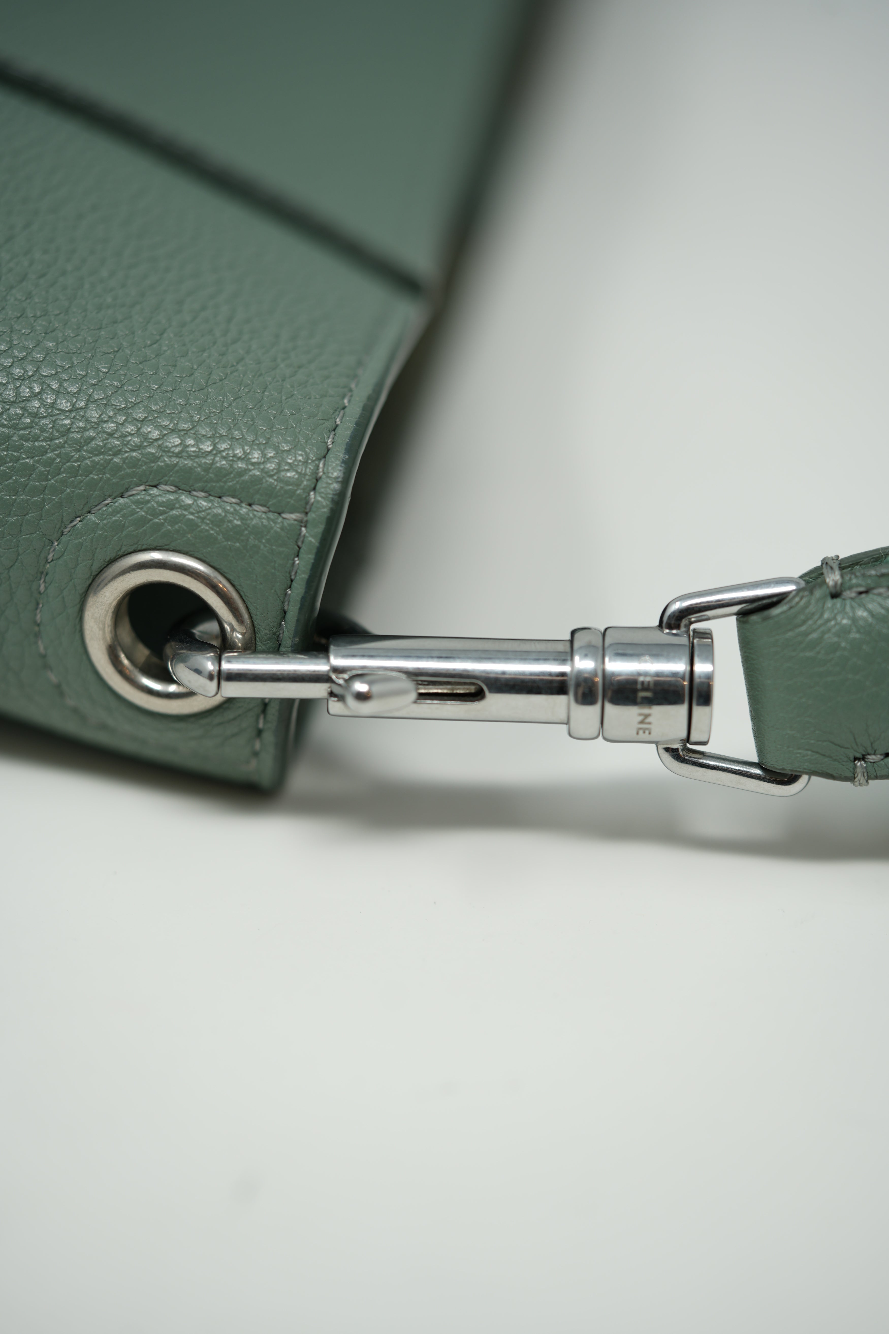 Celine 2019 Green Calfskin Sangle Small Bucket Bag