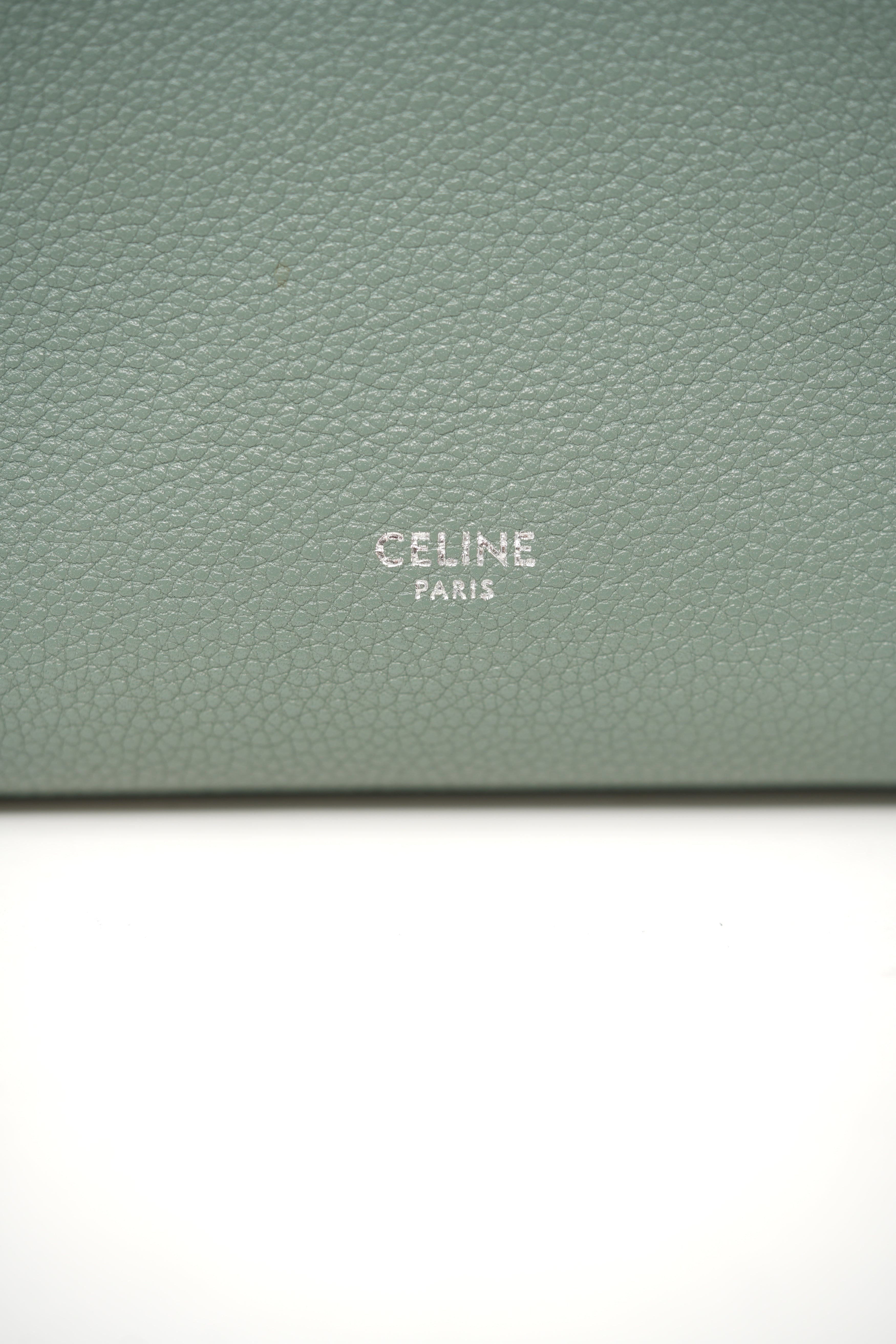 Celine 2019 Green Calfskin Sangle Small Bucket Bag