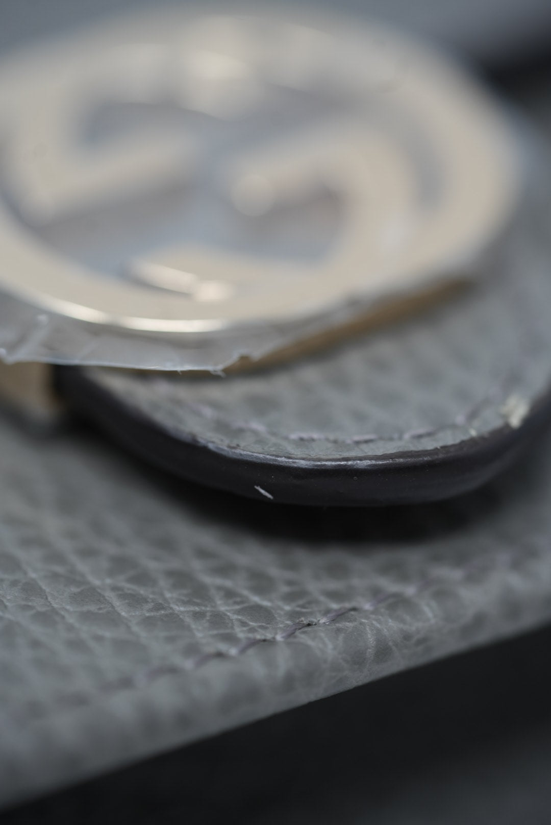 Gucci Grey Leather GG Wallet On Chain