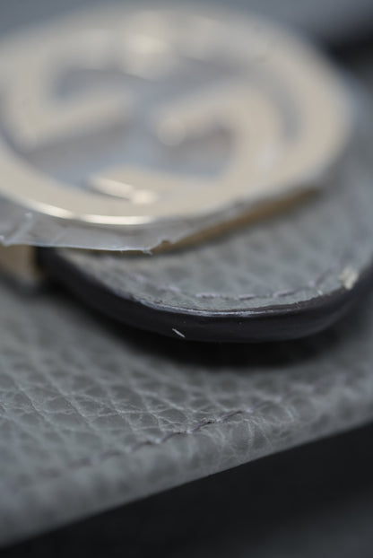 Gucci Grey Leather GG Wallet On Chain