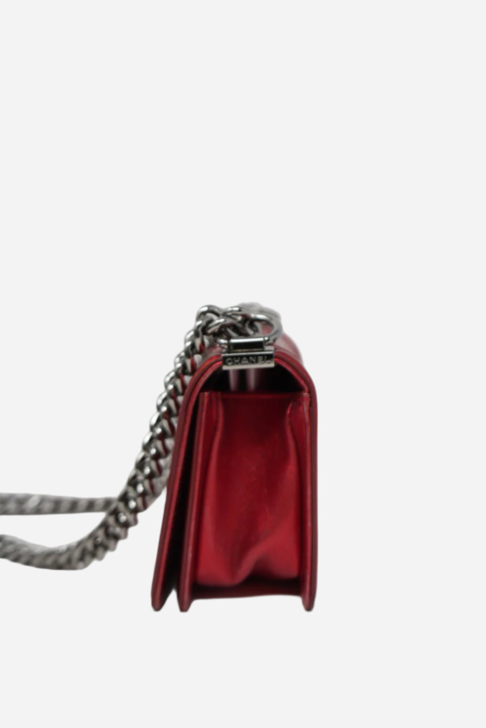 Pre-Owned Chanel 2014 Red Patent Boy Flap Bag