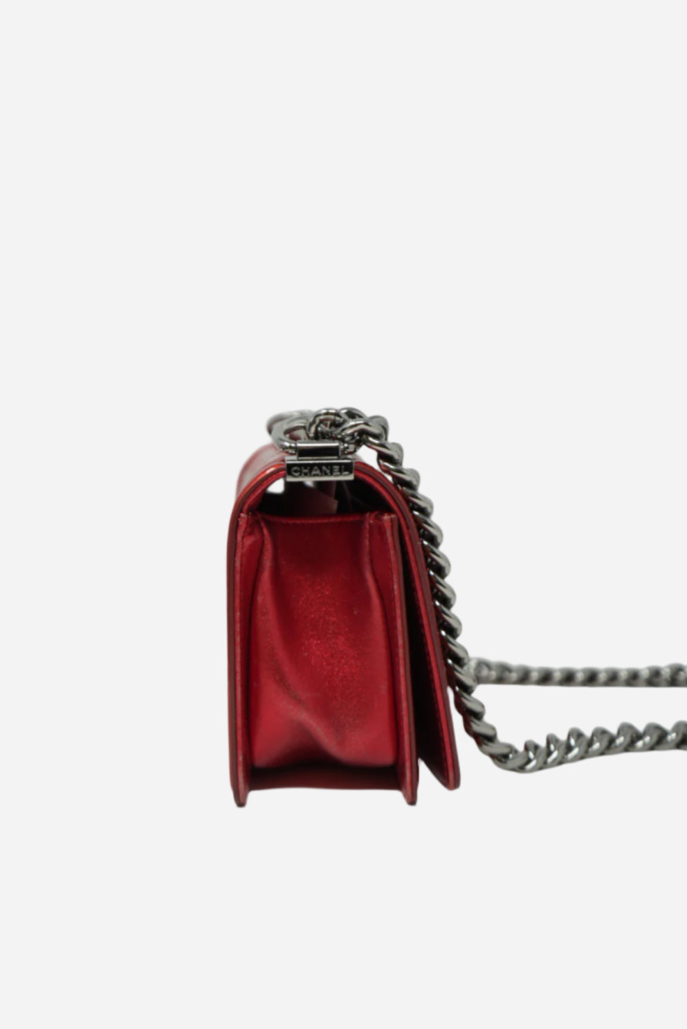 Pre-Owned Chanel 2014 Red Patent Boy Flap Bag