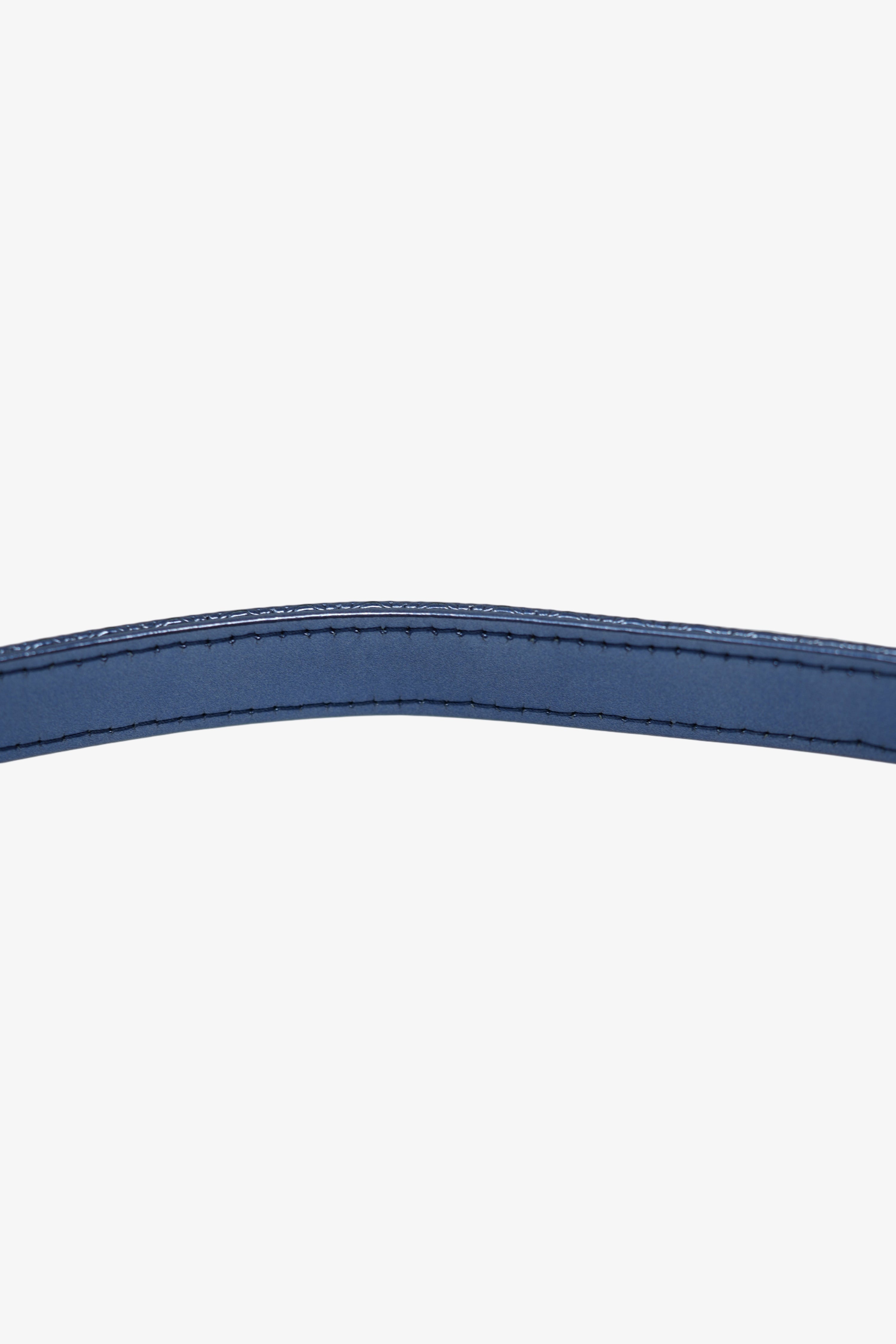 Christian Dior 2016 Blue Metallic Patent Medium Lady Dior Bag