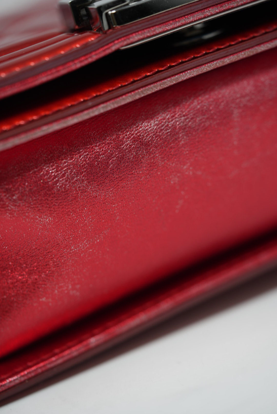 Pre-Owned Chanel 2014 Red Patent Boy Flap Bag