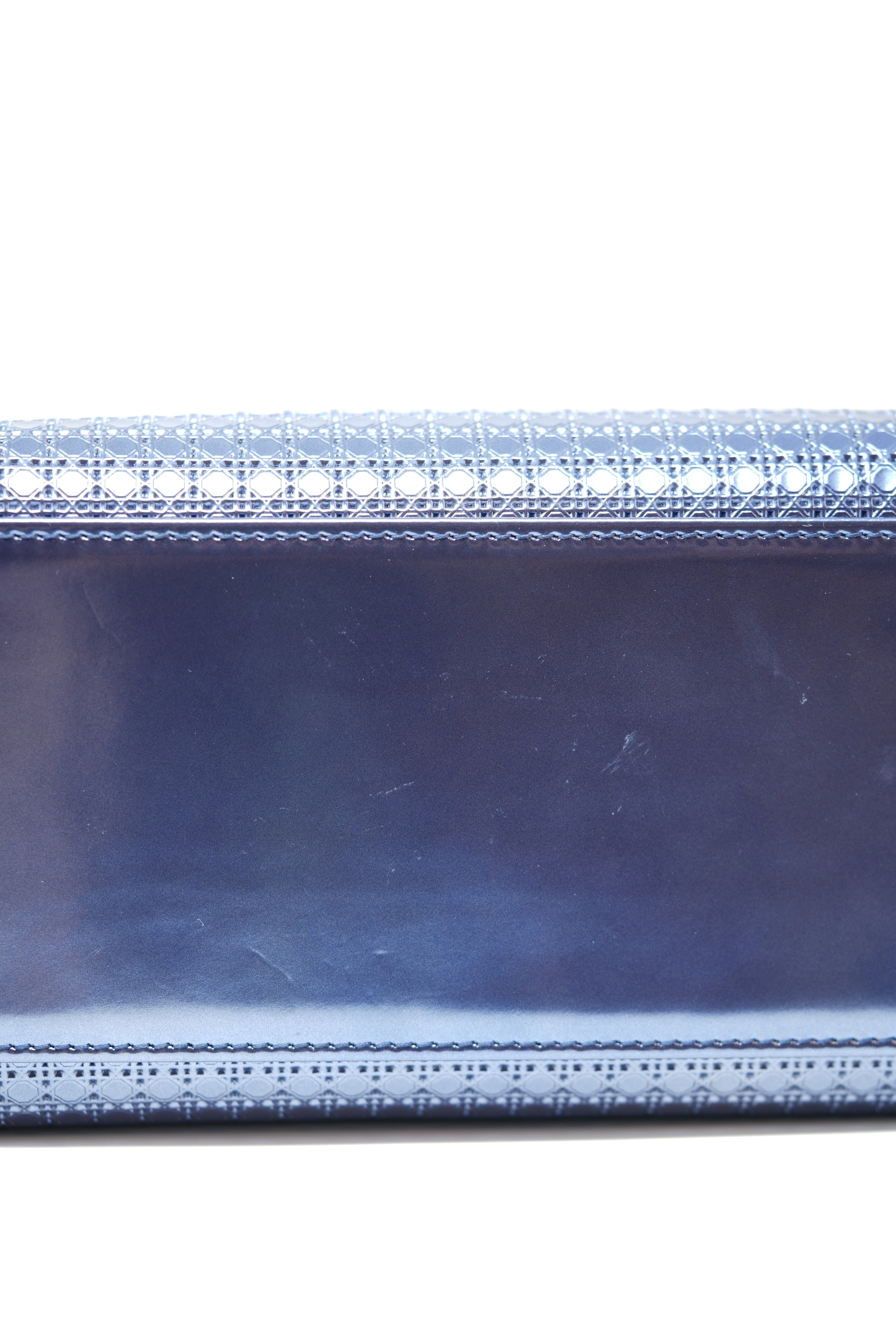 Christian Dior 2016 Blue Metallic Patent Medium Lady Dior Bag