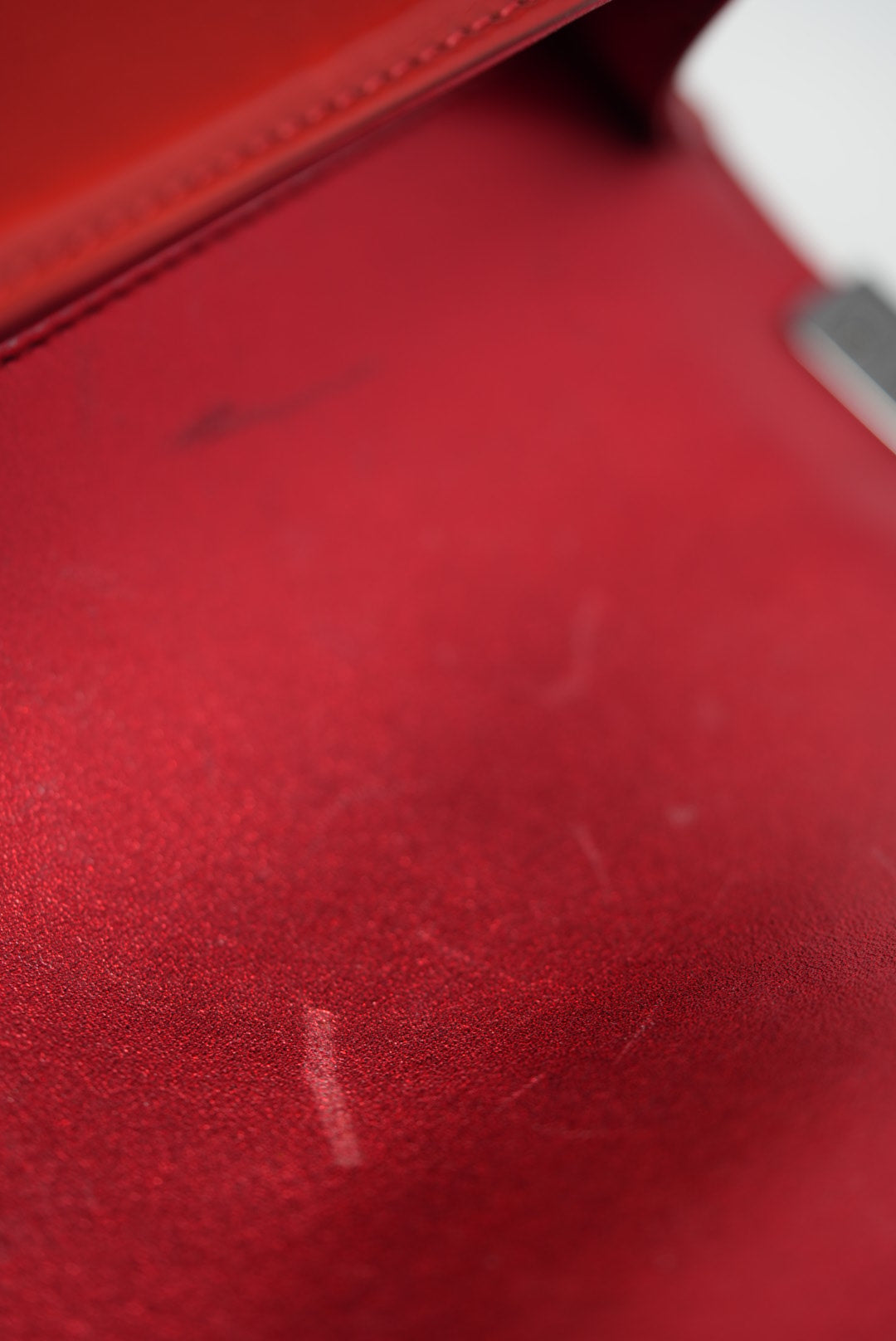 Pre-Owned Chanel 2014 Red Patent Boy Flap Bag