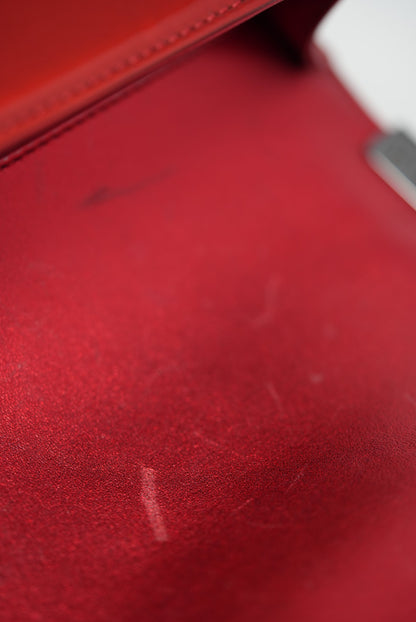 Pre-Owned Chanel 2014 Red Patent Boy Flap Bag