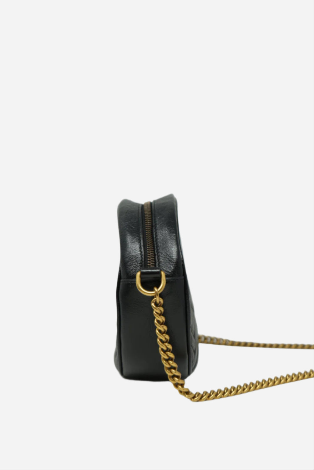 Gucci Azalea Matelasse Mini GG Marmont Round Bag Black
