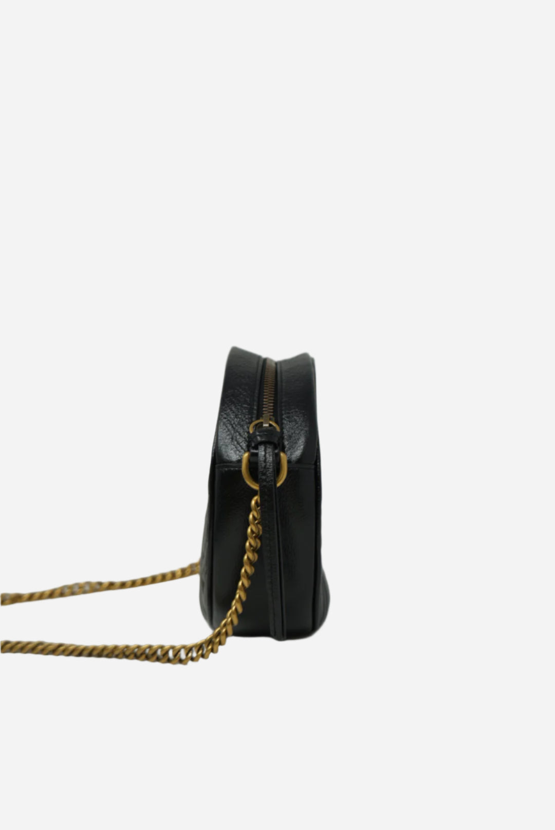Gucci Azalea Matelasse Mini GG Marmont Round Bag Black
