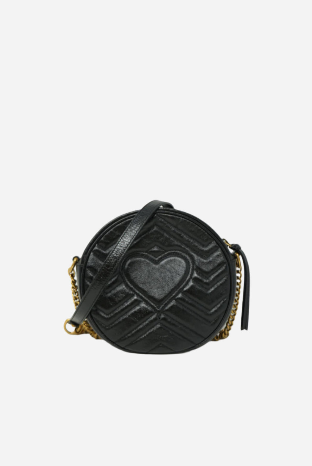 Gucci Azalea Matelasse Mini GG Marmont Round Bag Black