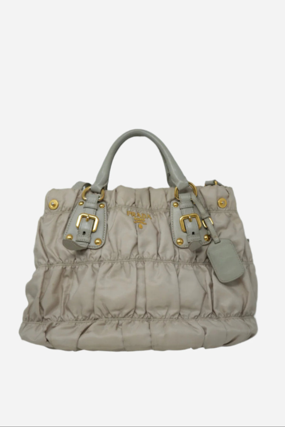 Prada Beige Nylon 2 ways shoulder bag w/strap