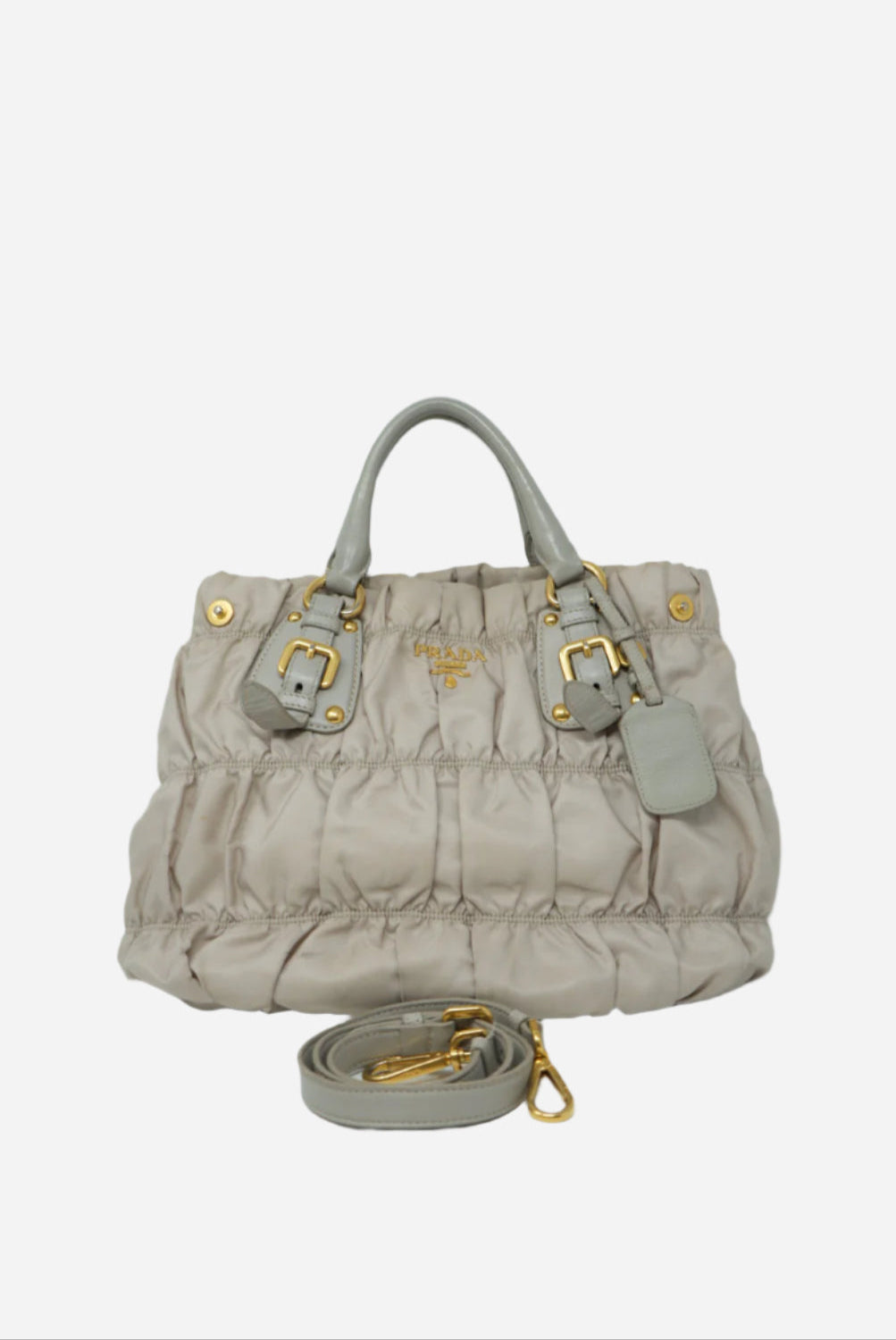 Prada Beige Nylon 2 ways shoulder bag w/strap