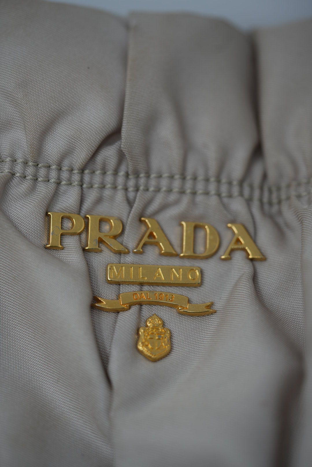 Prada Beige Nylon 2 ways shoulder bag w/strap