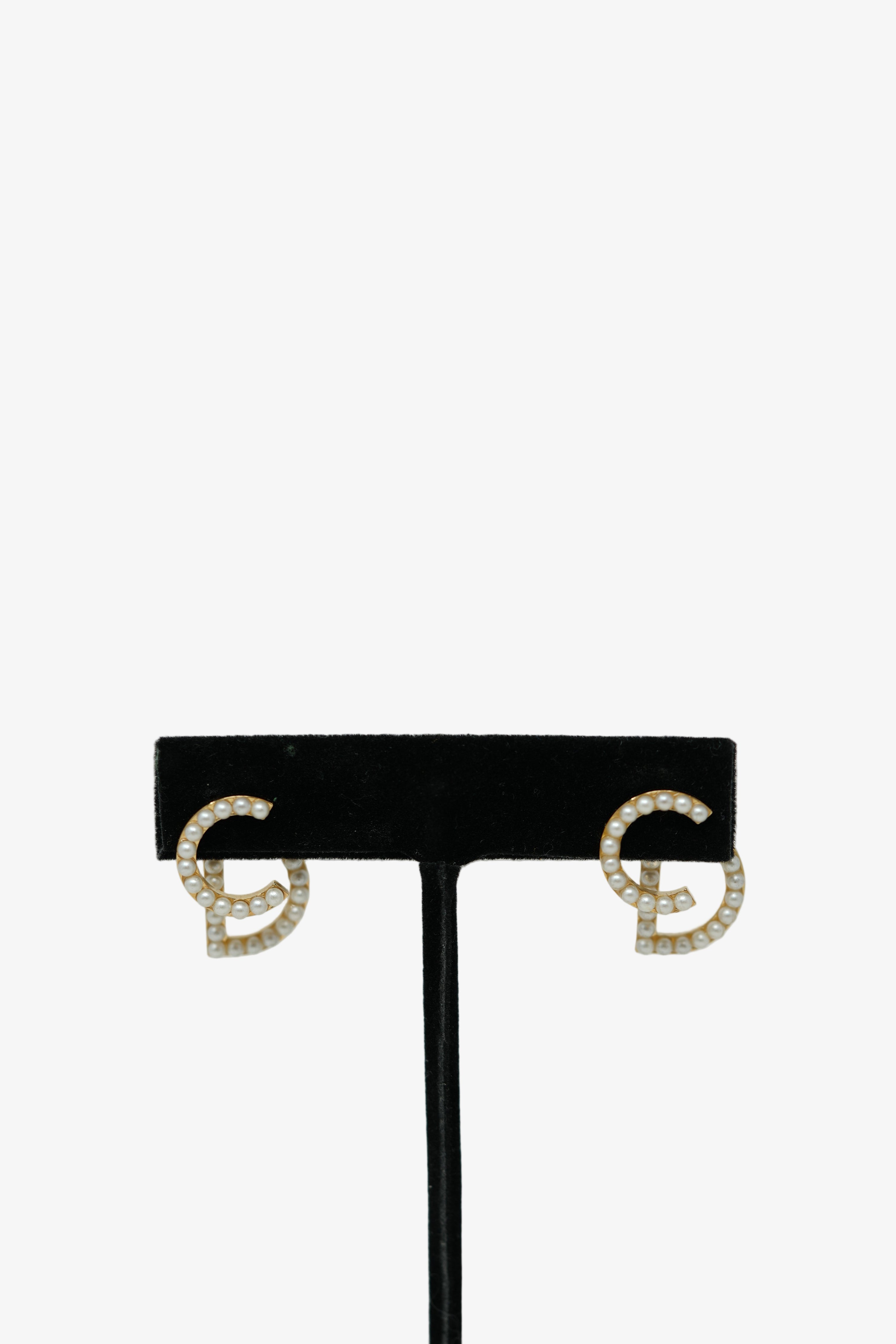 Dior Faux Pearl CD Earrings