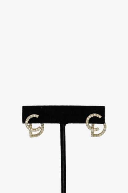 Dior Faux Pearl CD Earrings