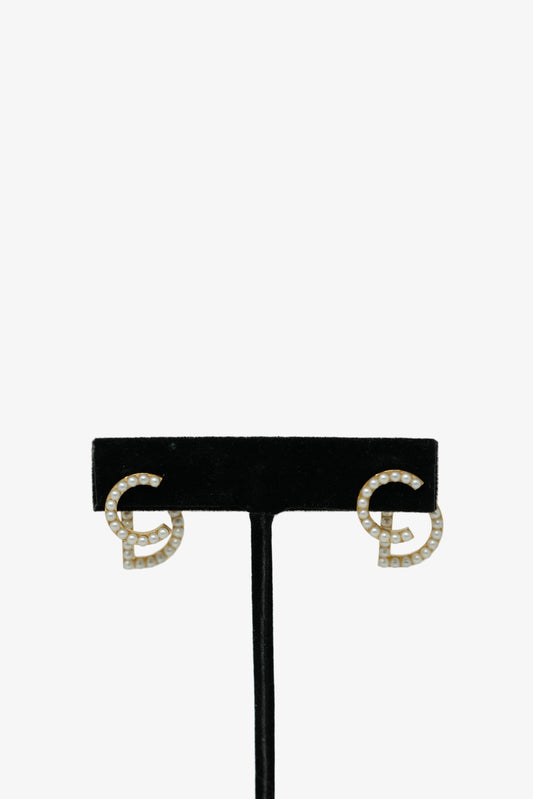 Dior Faux Pearl CD Earrings