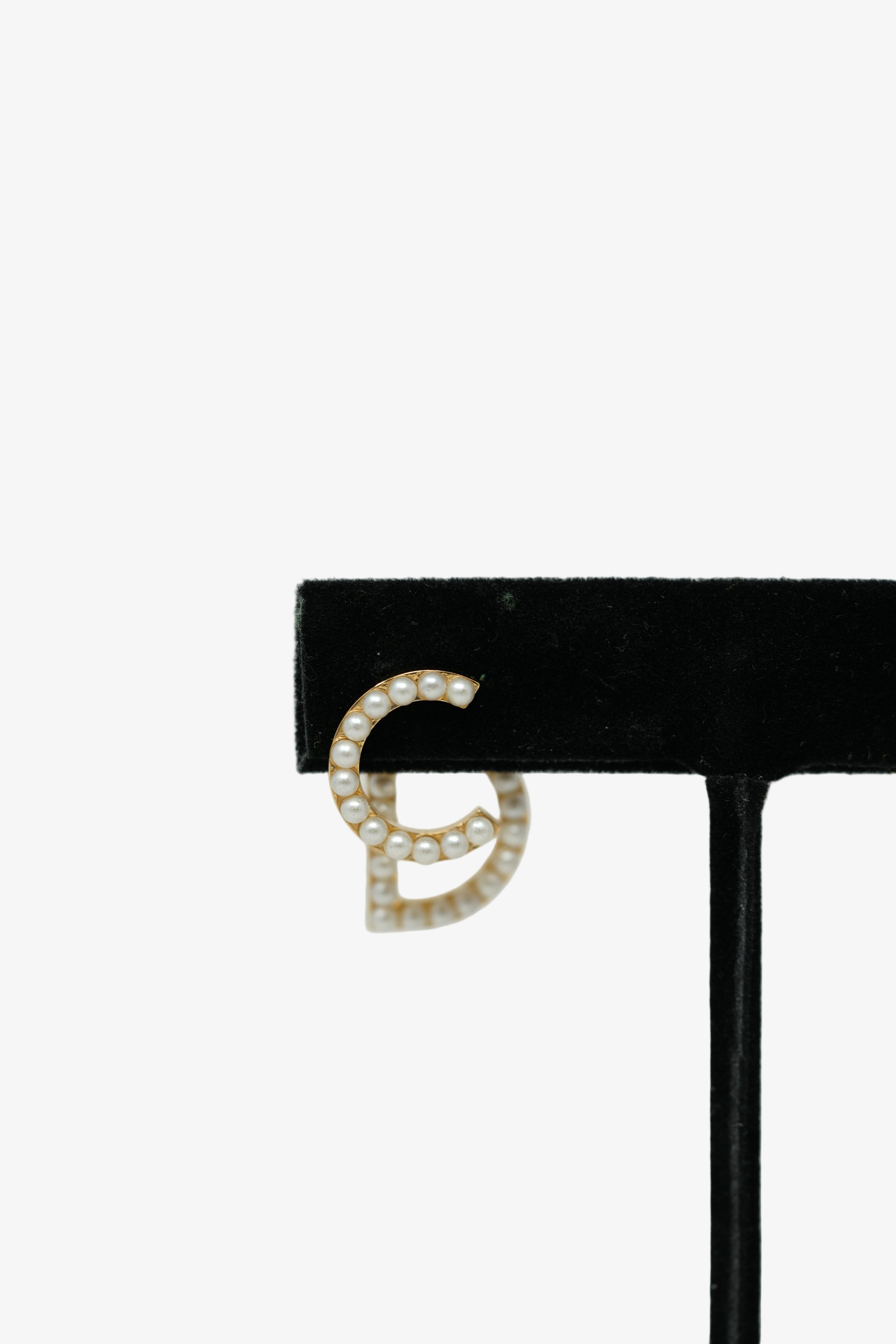 Dior Faux Pearl CD Earrings