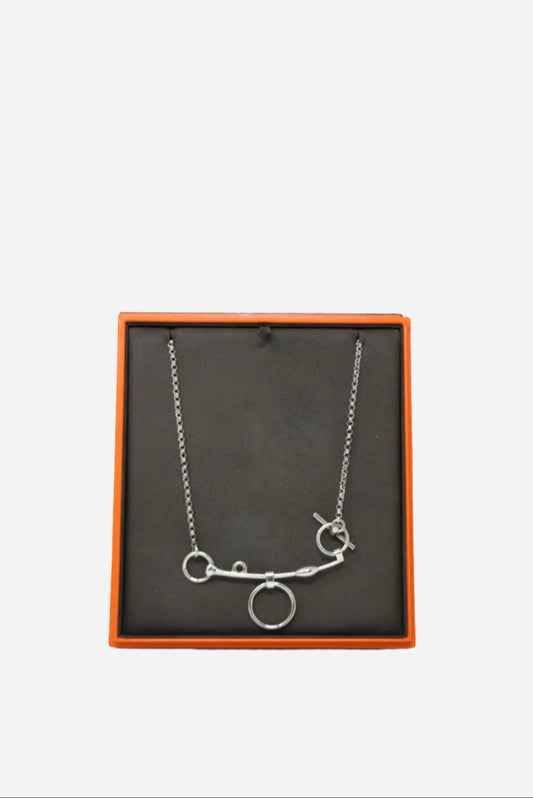 Hermes Sterling Silver Mors de Bride Long Necklace