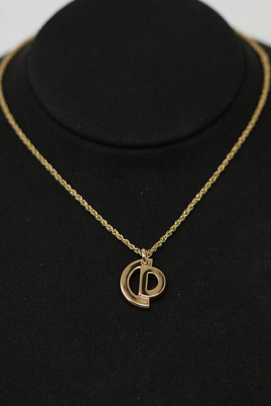 Dior Vintage Gold-Tone Circular CD Necklace