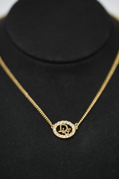 Dior Vintage Gold-Tone CD Oval Necklace