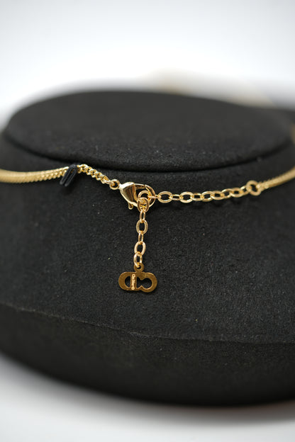 Dior Vintage Gold-Tone CD Oval Necklace