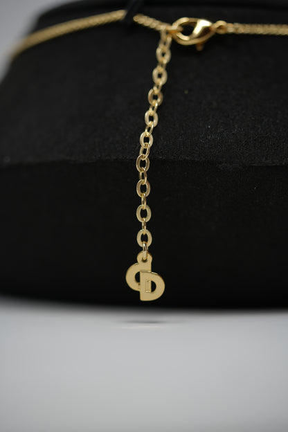 Dior Vintage Gold-Plated Round Logo Necklace