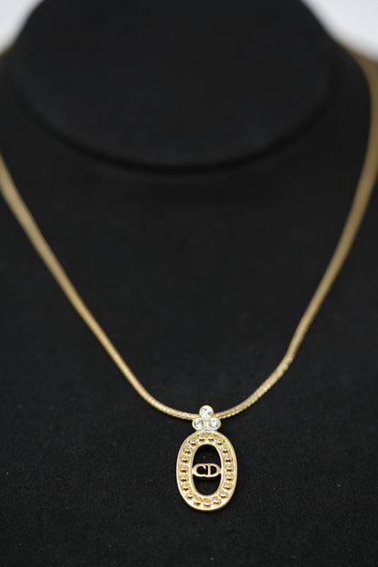 Dior Vintage Gold-Plated Oval CD Necklace