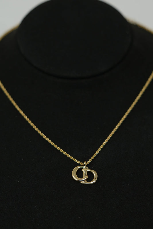 Dior Vintage Gold-Tone Interlocking CD Necklace