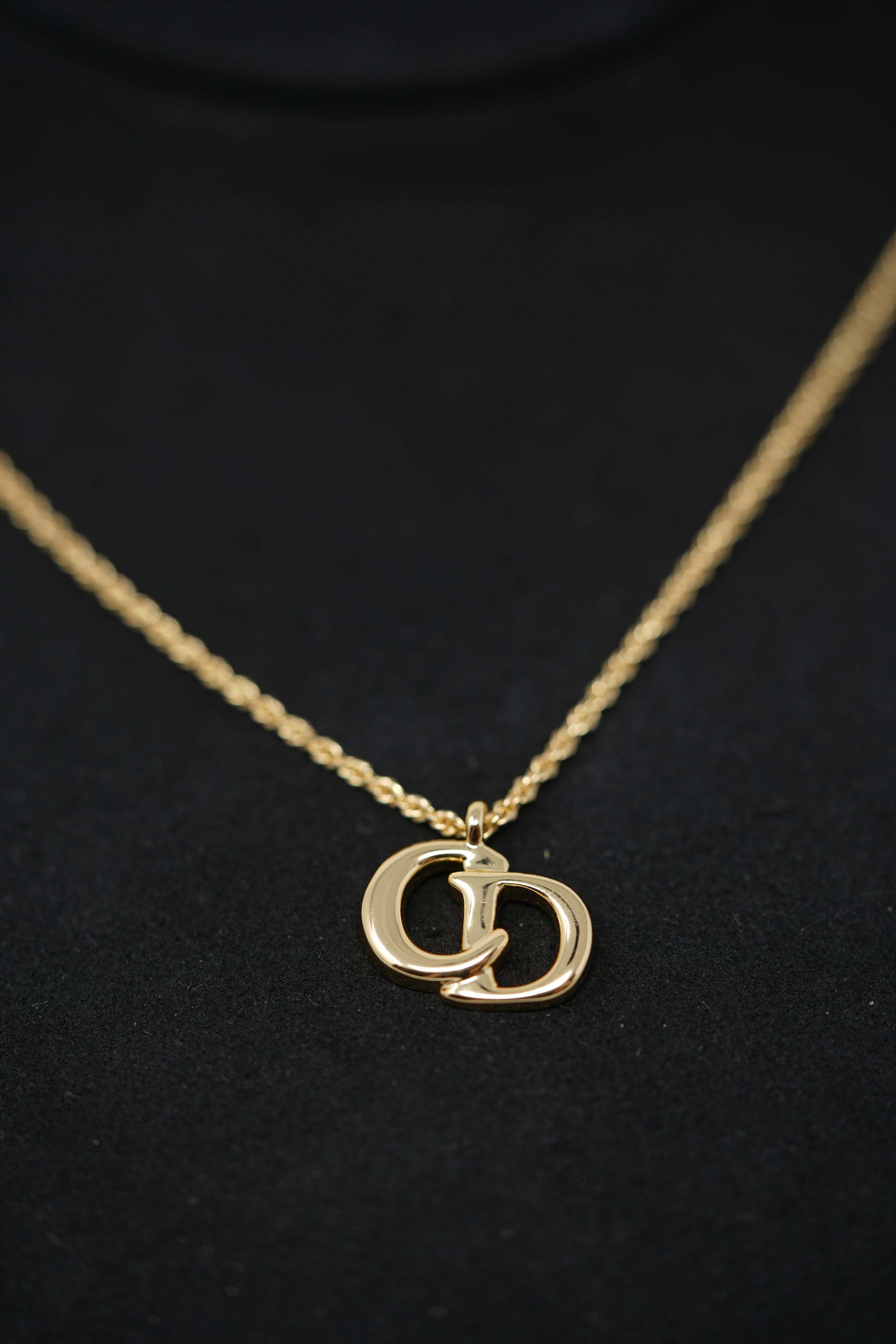 Dior Vintage Gold-Tone Interlocking CD Necklace