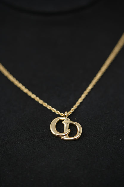 Dior Vintage Gold-Tone Interlocking CD Necklace