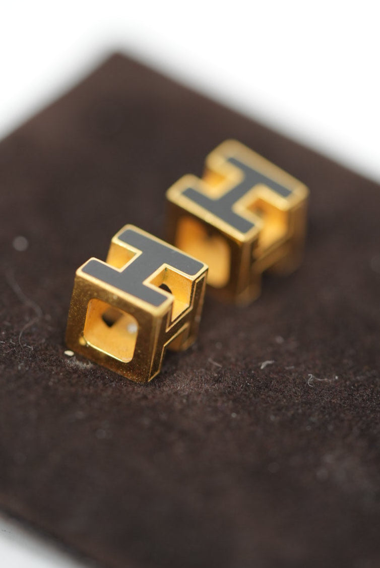Hermes Black Cage d'H Earrings