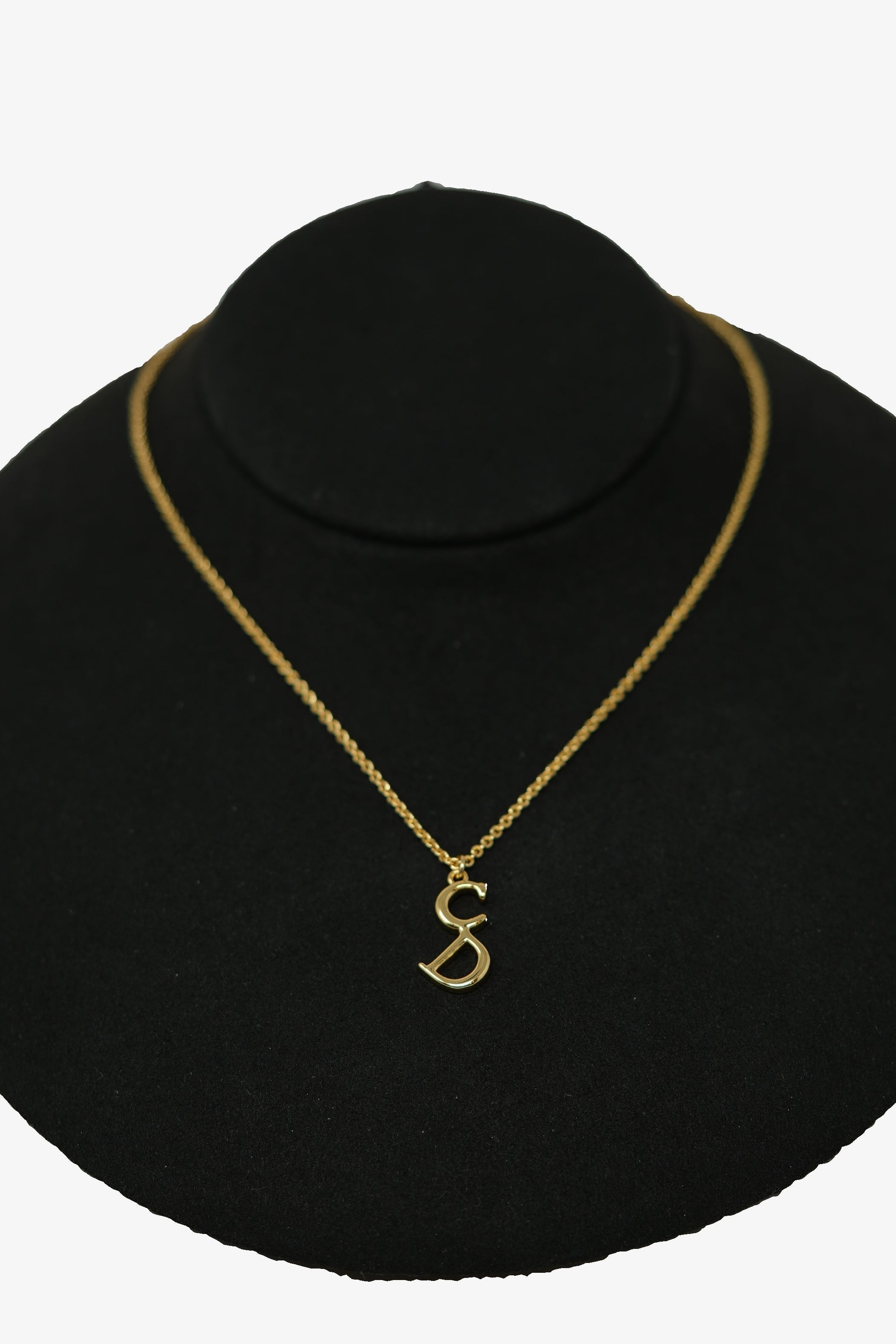 Dior Vintage Gold Tone CD Letter Necklace
