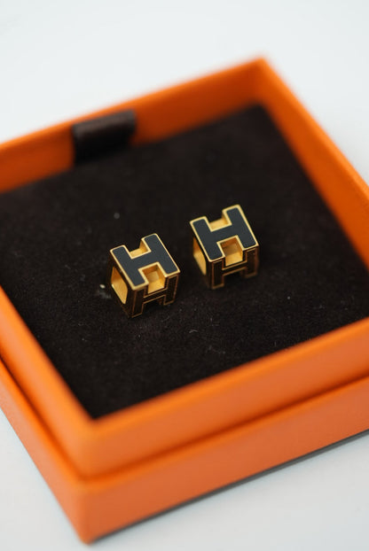 Hermes Black Cage d'H Earrings