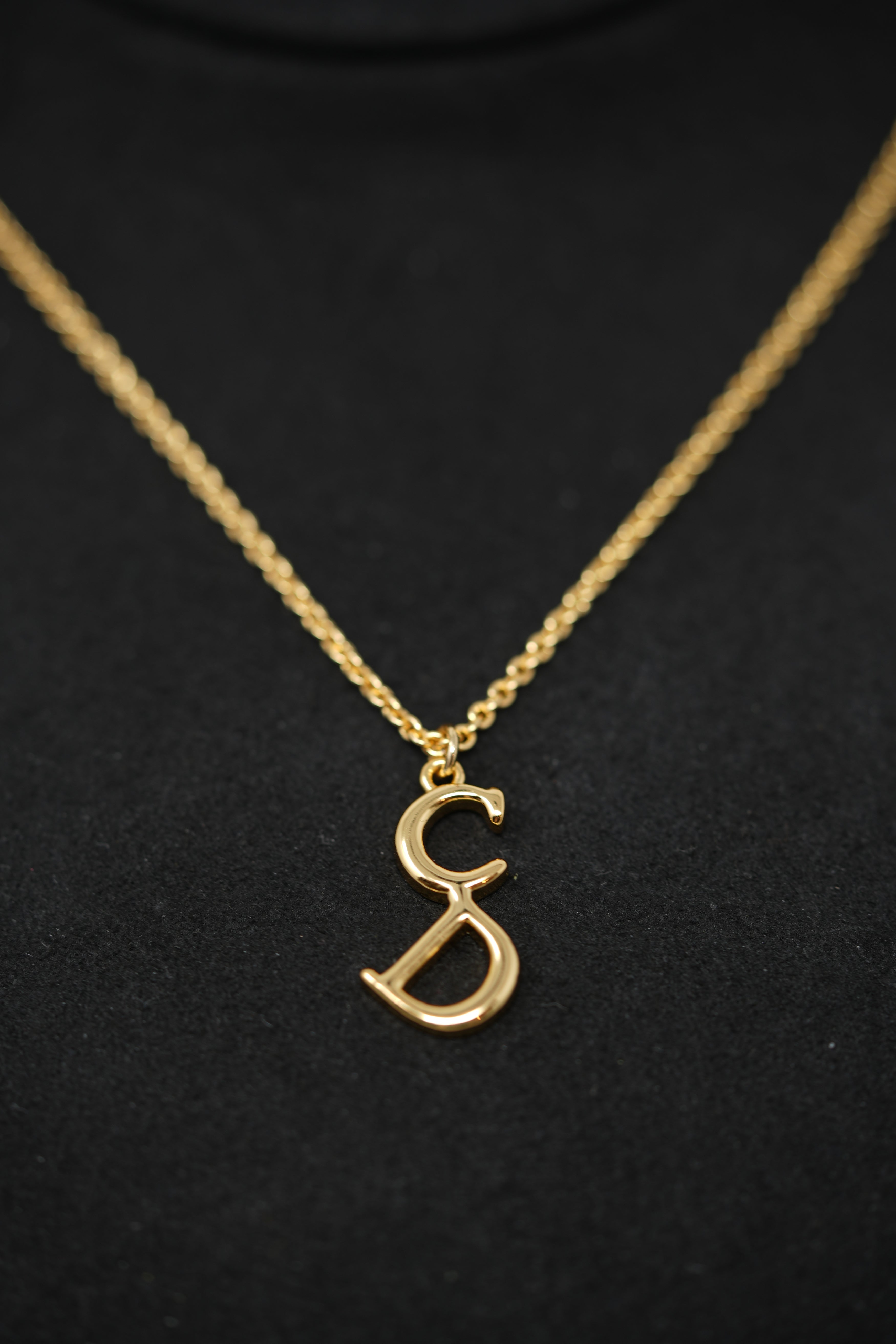Dior Vintage Gold Tone CD Letter Necklace