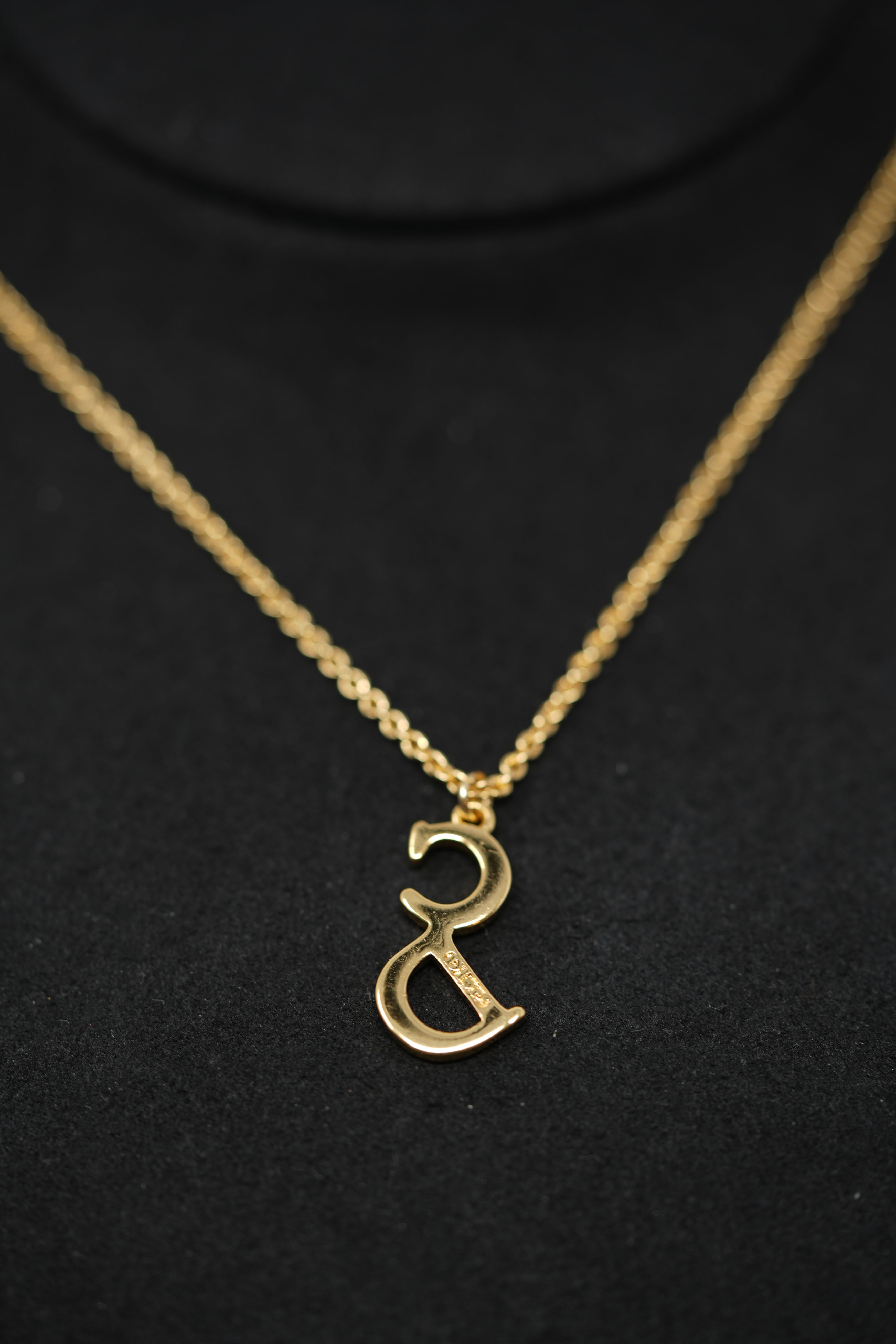 Dior Vintage Gold Tone CD Letter Necklace