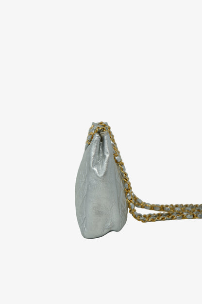 Pre-Owned Chanel 1986–1988 Silver Lambskin Quilted Shoulder Bag